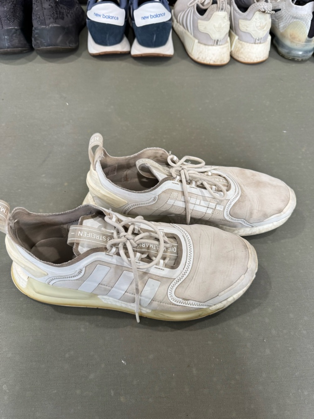 adidas Beige and White Casual Lace-Up Sneakers